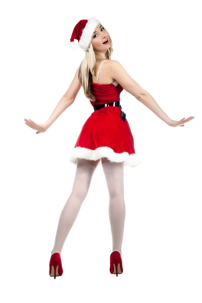 クリスマスの衣装でブロンドの女の子  - 写真・画像