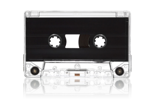 白い背景のカセットテープ - 写真・画像