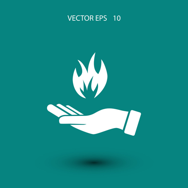 ręka trzyma ikona ognia - Wektor, obraz