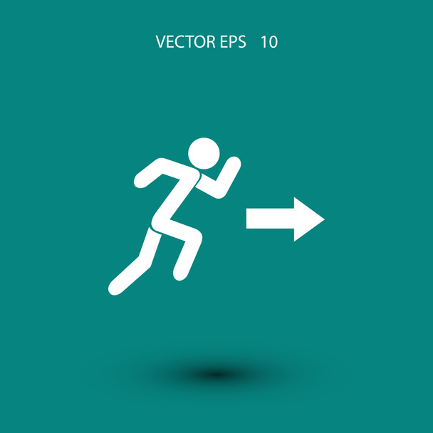  running man figuur en richting pijlpictogram - Vector, afbeelding