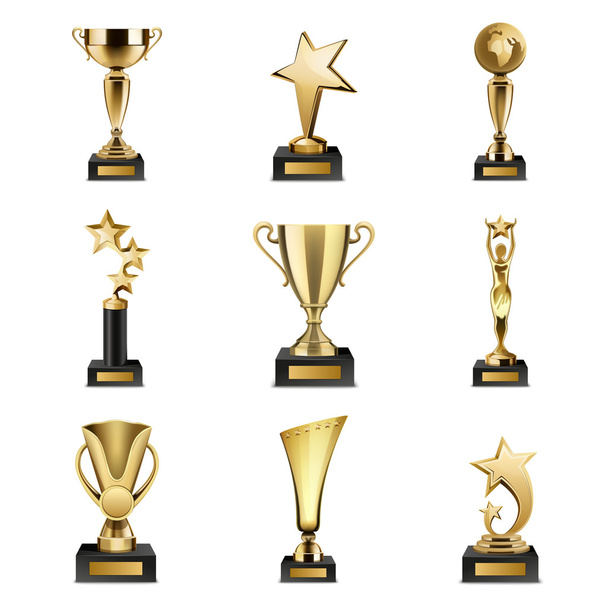 Trophy Awards Realistic Set - Vector, Image