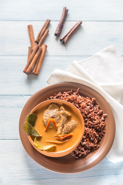 Thai panang curry with red rice - Photo, Image