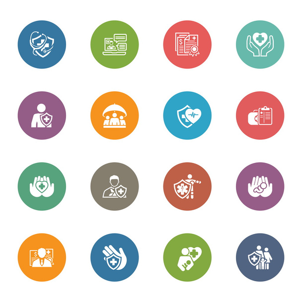 Insurance and Medical Services Icons Set. - Vector, Image