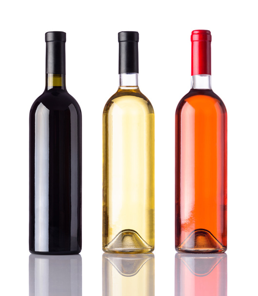 Bottles of Wine Isolated on White Background - Photo, Image