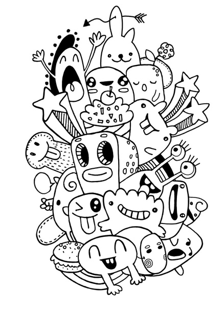 Vector illustration of Monsters and cute alien friendly - Vector, Image