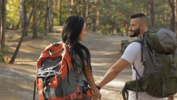 Пара туристов продолжает прогулку в лесу
 - Кадры, видео