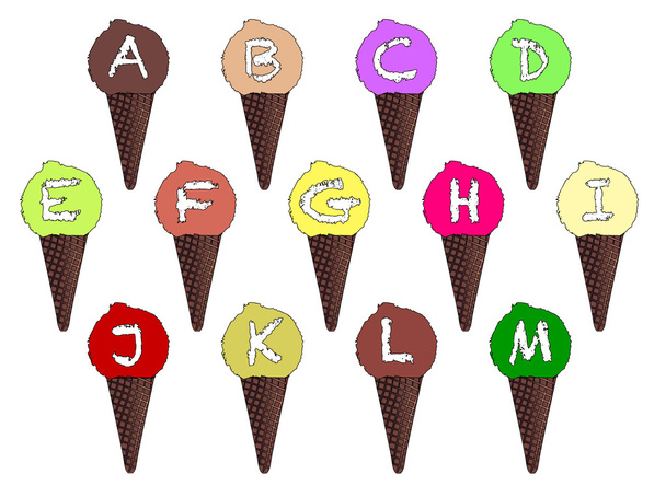 Letter A - M  Ice Cream Cones - Vector, Image