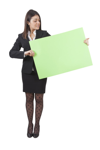 Businesswoman keeping signboard - Photo, Image