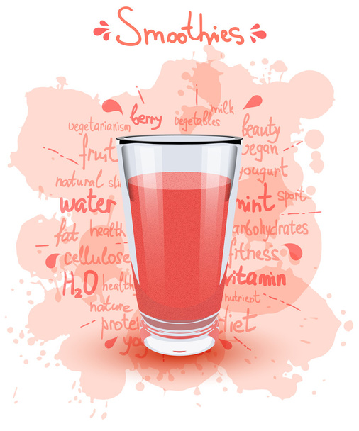 Vector illustration high glass cup with a red smoothies. Healthy - Wektor, obraz