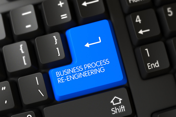 Keyboard with Blue Button - Business Process Re-Engineering. 3D. - Photo, Image