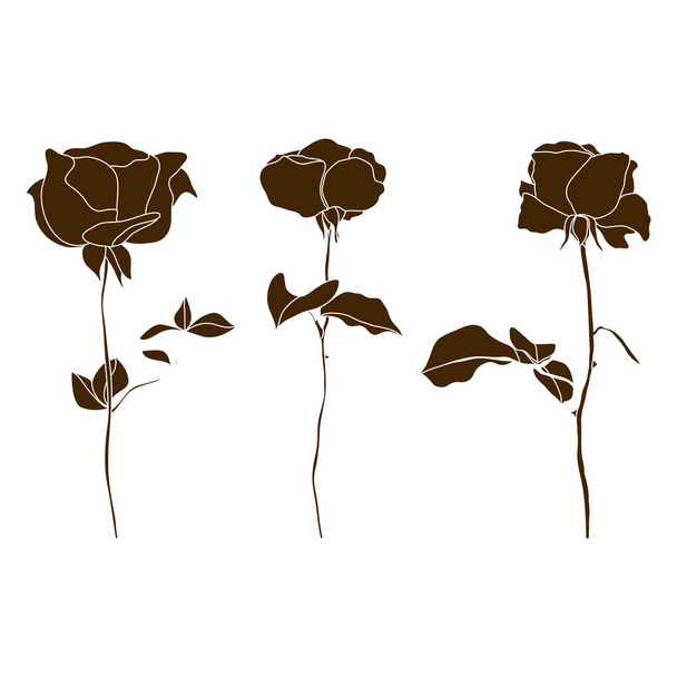 Vector set of decorative rose silhouettes - Διάνυσμα, εικόνα