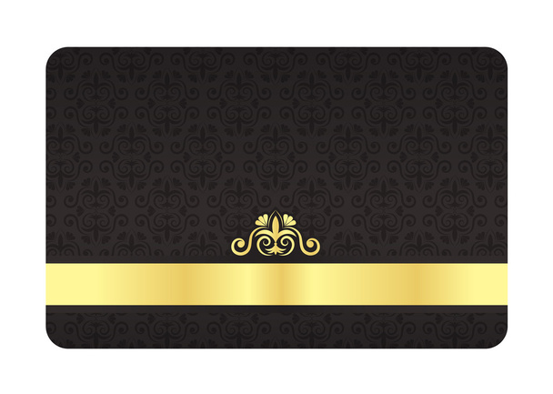 schwarze VIP-Karte mit Vintage-Muster und goldenem Etikett - Foto, Bild