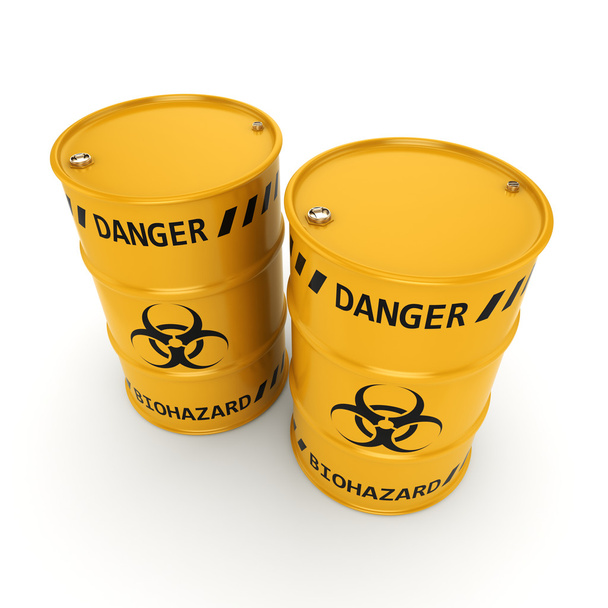 3D rendering biohazard barrels - Фото, изображение
