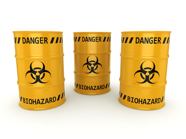 3D rendering biohazard barrels - Foto, afbeelding
