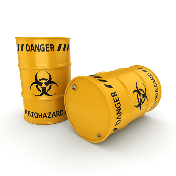 3D rendering biohazard barrels - Foto, Imagem