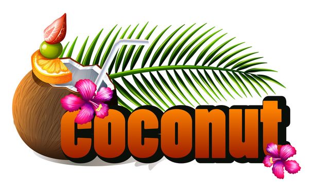 Návrh plakátu s čerstvým kokosem a formulace - Vektor, obrázek