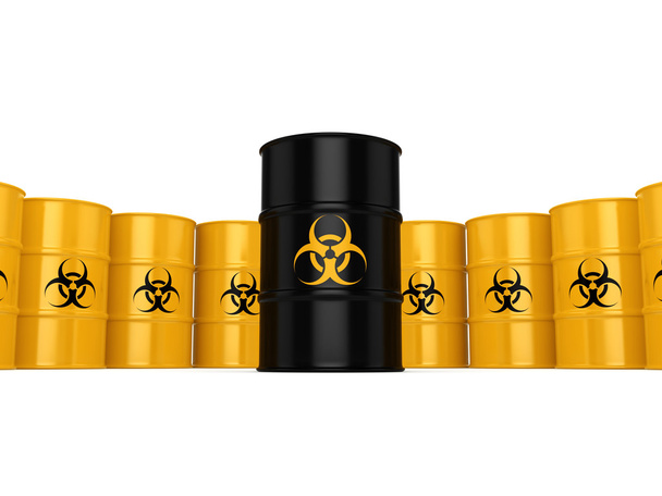 3D rendering biohazard barrels - Photo, image