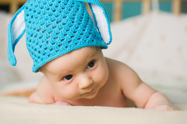 Boy baby in bunny hat - Photo, Image