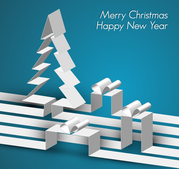 Feliz Navidad tarjeta hecha de rayas de papel
 - Vector, Imagen