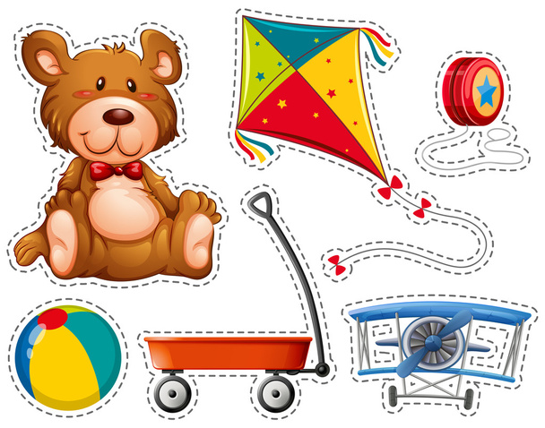 Наклейка с множеством игрушек
 - Вектор,изображение