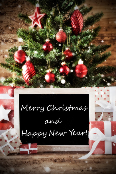 Tree With Merry Christmas And Happy New Year - Zdjęcie, obraz