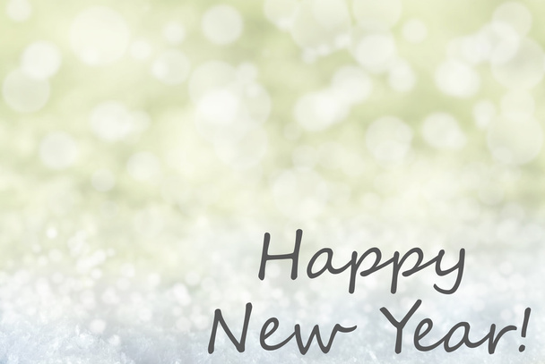 Golden Bokeh Christmas Background, Snow, Text Happy New Year - Foto, imagen