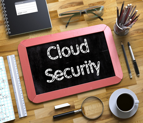 Cloud Security odręcznie na małe tablicy. 3D. - Zdjęcie, obraz