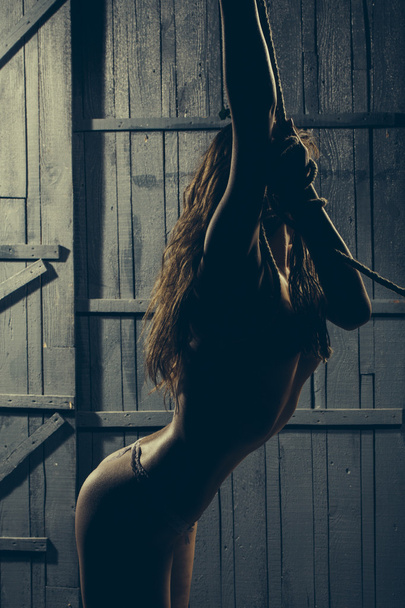 Sexual undressed tied girl - Фото, зображення