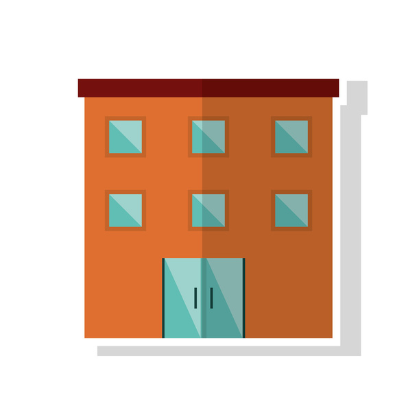 isoliertes Gebäude mit Fenstergestaltung - Vektor, Bild