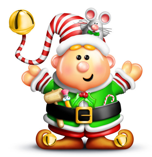 Elfo de Navidad de dibujos animados caprichoso
 - Foto, Imagen