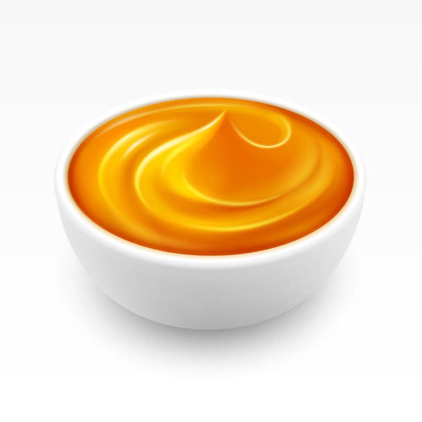Kom met dichte Amber honing geïsoleerd op witte achtergrond - Vector, afbeelding