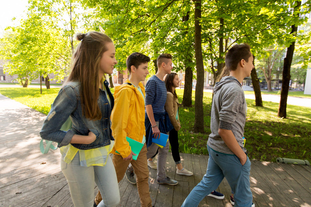 group of happy teenage students walking outdoors - Photo, image