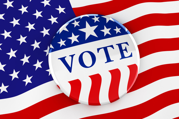 Vote button on American flag background - 3d rendering - Photo, Image