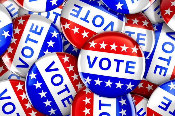 Vote button in red, white, and blue with stars - Photo, Image