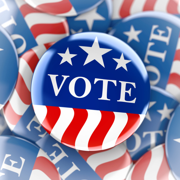 Кнопки голосования красным, белым и синим цветом со звездами - 3d рендеринг
 - Фото, изображение