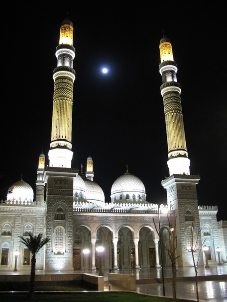 Gece arka ışık, Sanaa, Yemen'sarı Camisi - Fotoğraf, Görsel