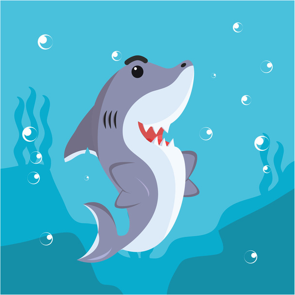 shark character smile vector illustration design - ベクター画像