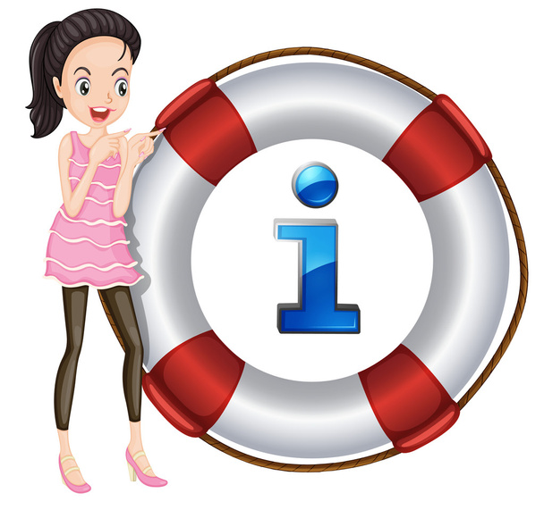 Girl and lifesaver floating - Vector, Image