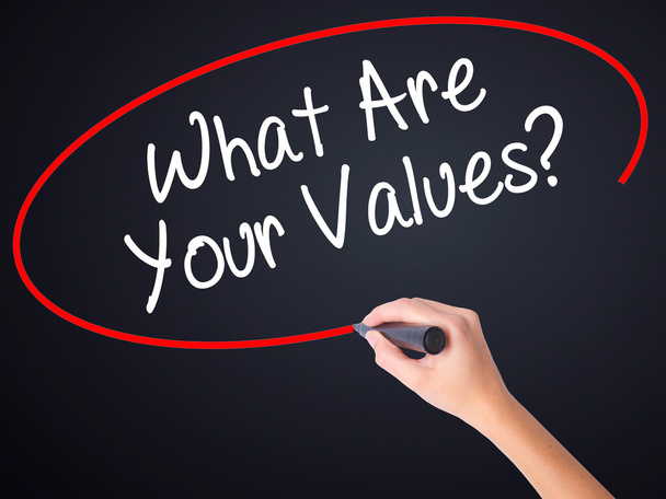 Was sind Ihre Werte? mit einem Marker über tran - Foto, Bild