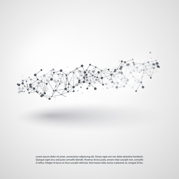 Schwarz-Weiß modernes minimalistisches Cloud Computing, Netzwerkstruktur, Konzeption von Telekommunikationskonzepten, Netzwerkverbindungen, transparenter geometrischer Drahtaufbau - Vektor, Bild