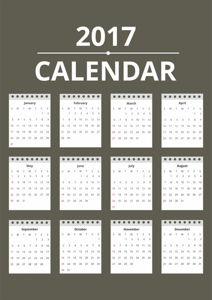 2017 ημερολόγιο πρότυπο διάνυσμα - Διάνυσμα, εικόνα