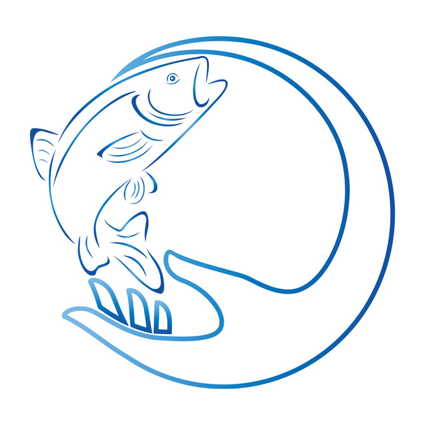 Hand und Fisch, Forelle, Logo, Fisch - Vektor, Bild