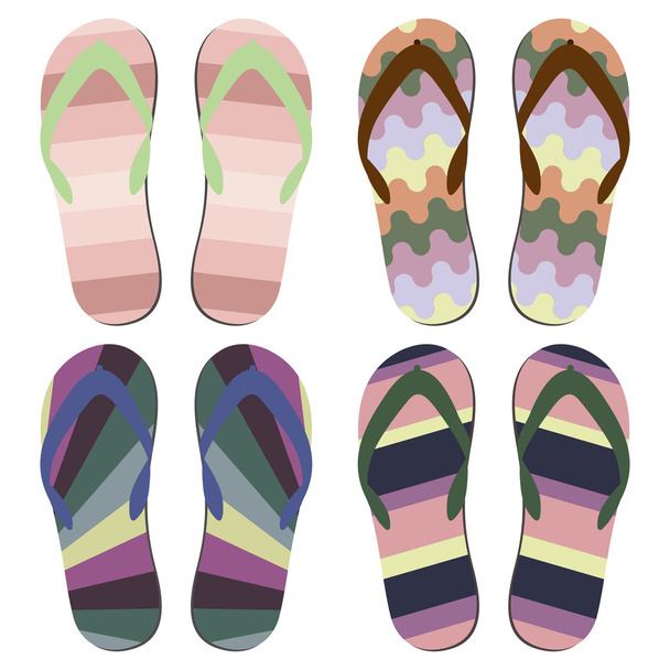 Conjunto de zapatillas de playa
 - Vector, Imagen