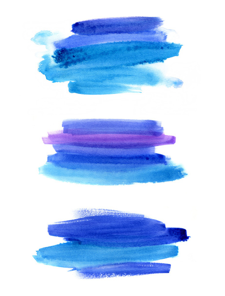 Aantal abstracte blauwe aquarel stextures  - Foto, afbeelding