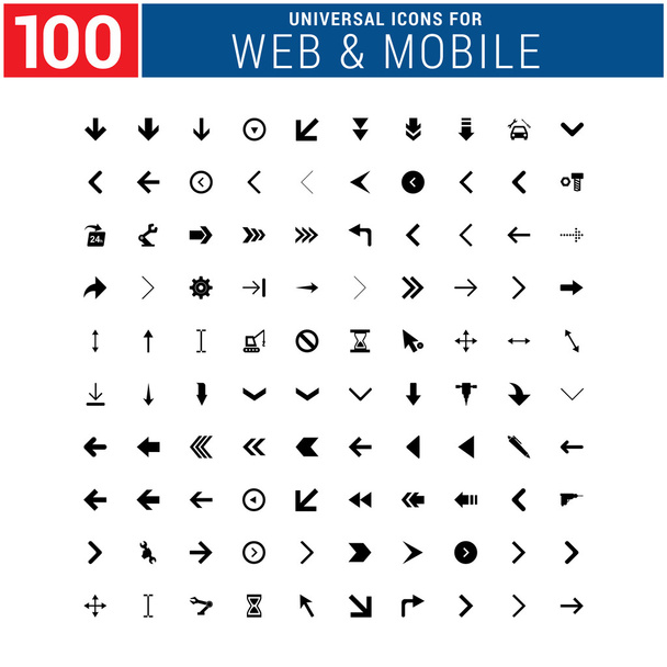 100 のユニバーサル web およびモバイル アイコン セット - ベクター画像