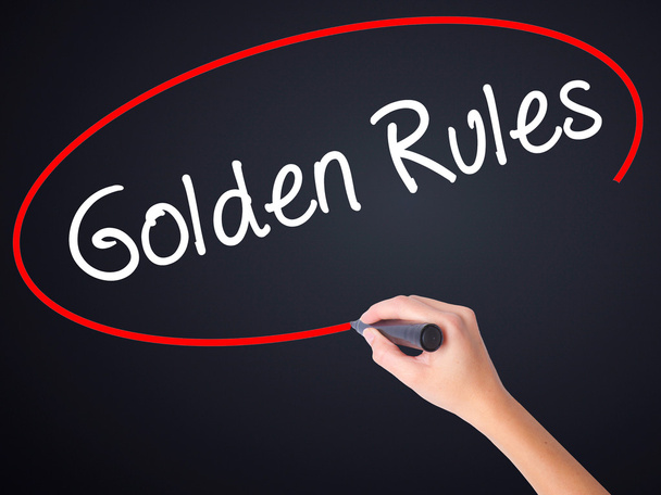 Woman Hand Writing Golden Rules with a marker over transparent b - Photo, Image