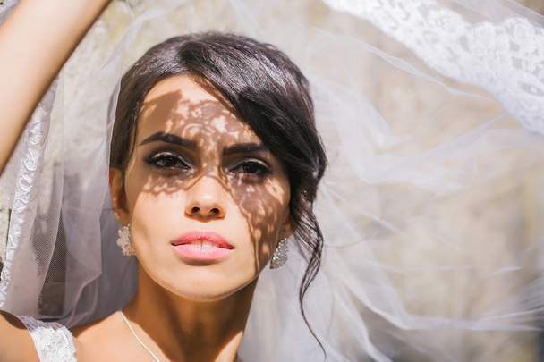 pretty bride under veil - Φωτογραφία, εικόνα