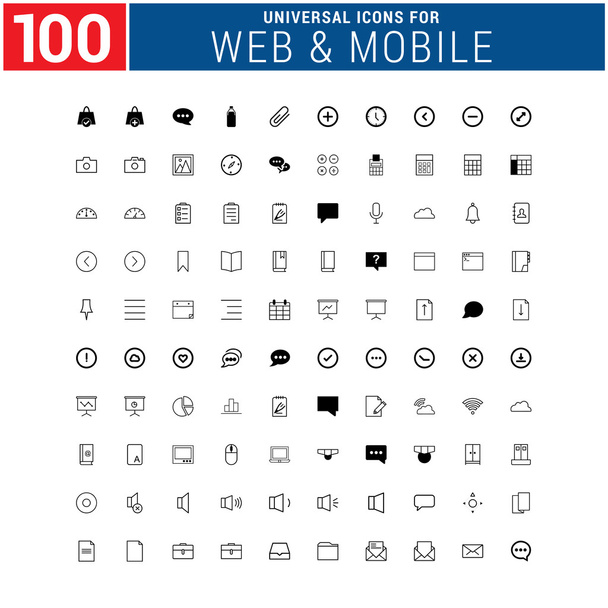 100 Set di icone universali web e mobile
 - Vettoriali, immagini