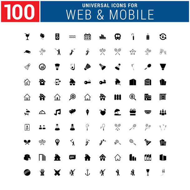 100 Conjunto de iconos universal web y móvil
 - Vector, Imagen