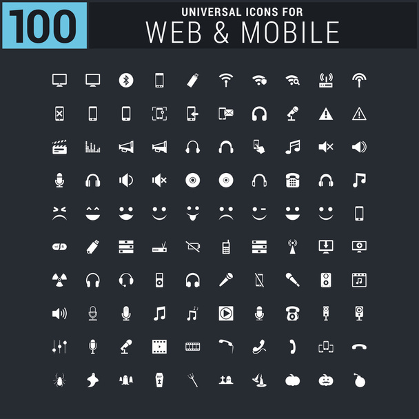 100 universelle Web- und Mobilsymbole - Vektor, Bild